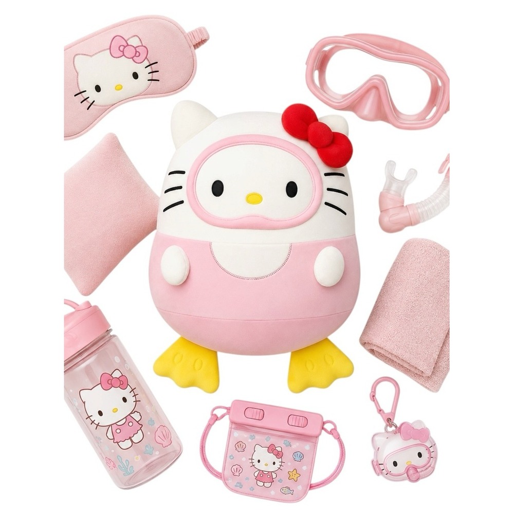 Squishmallows Hello Kitty Scuba Diver 24" Jumbo Plush Sanrio Kellytoy Rare GUC
